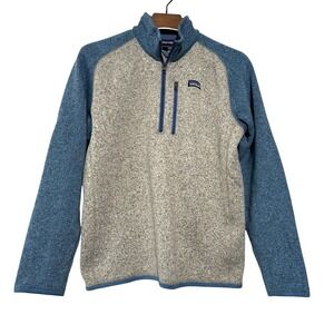 PATAGONIA Men's Better Sweater 1/4 Zip Pullover Stone Pigeon Blue Size Large